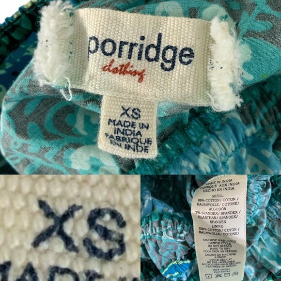 Anthropologie Porridge Tiered Poplin Blouse Top XS Green Cropped - Picture 5 of 13